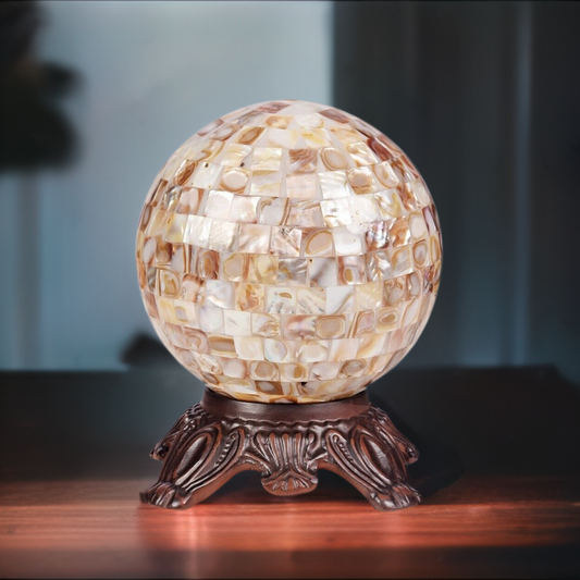 10" Antique Vintage Style Shell Mosiac Accent Table Lamp