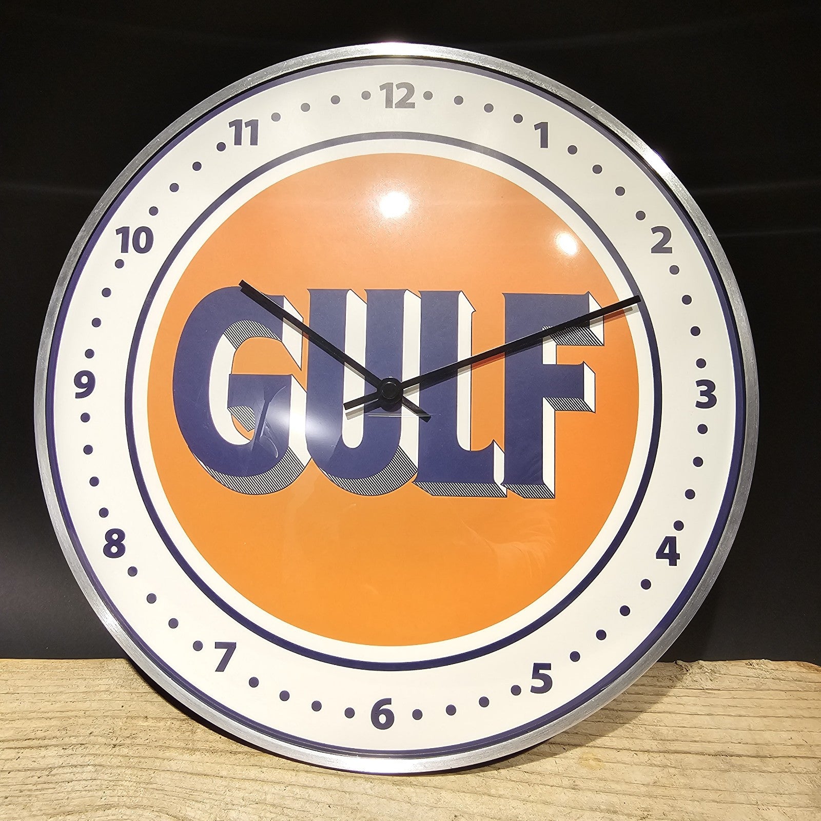 12" Antique Vintage Style Round Gulf Oil Wall Clock Sign