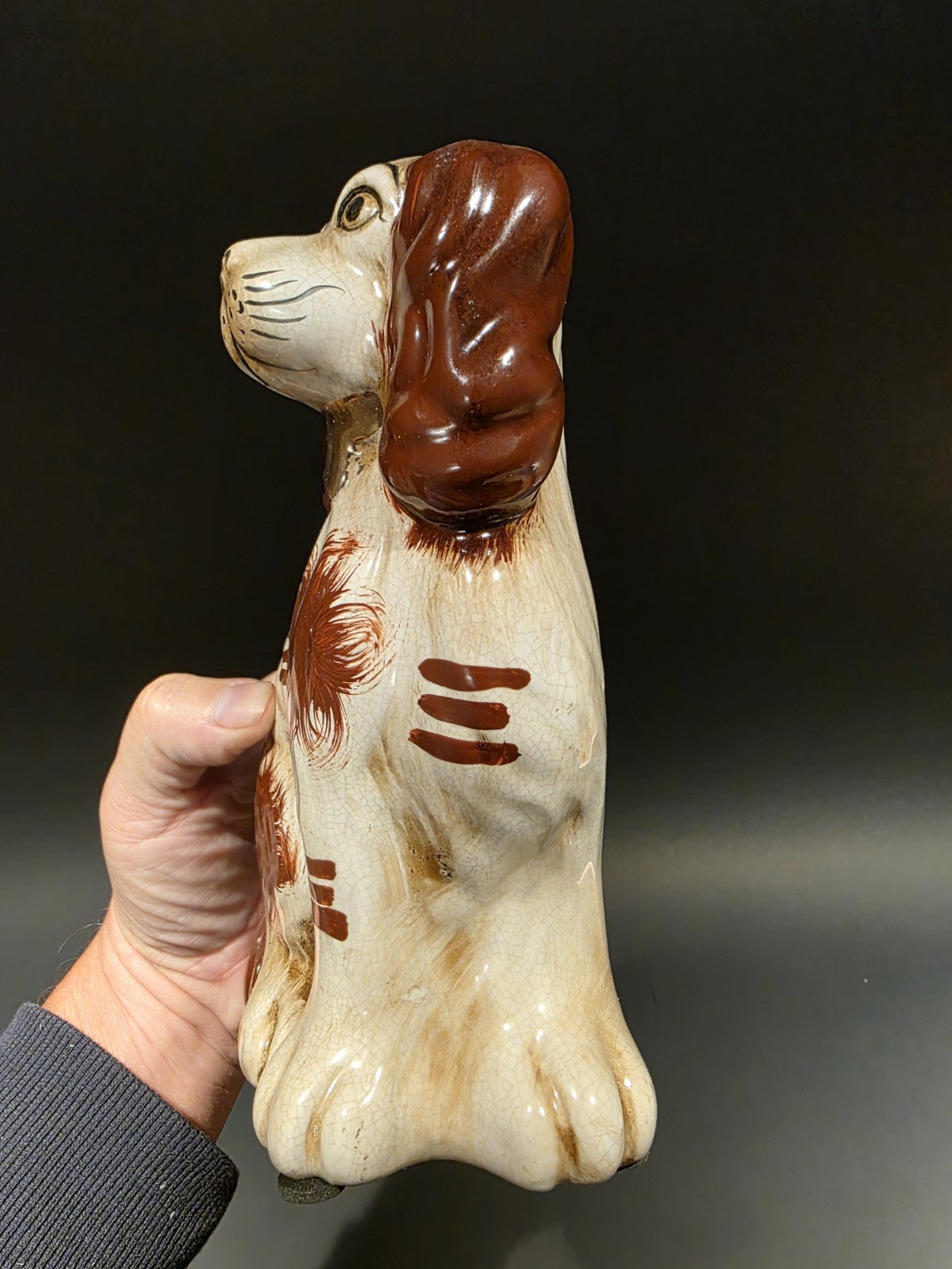 8" Antique Vintage Style Staffordshire Spaniel Dog Figurine