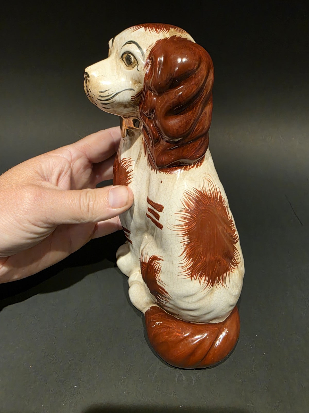 8" Antique Vintage Style Staffordshire Spaniel Dog Figurine