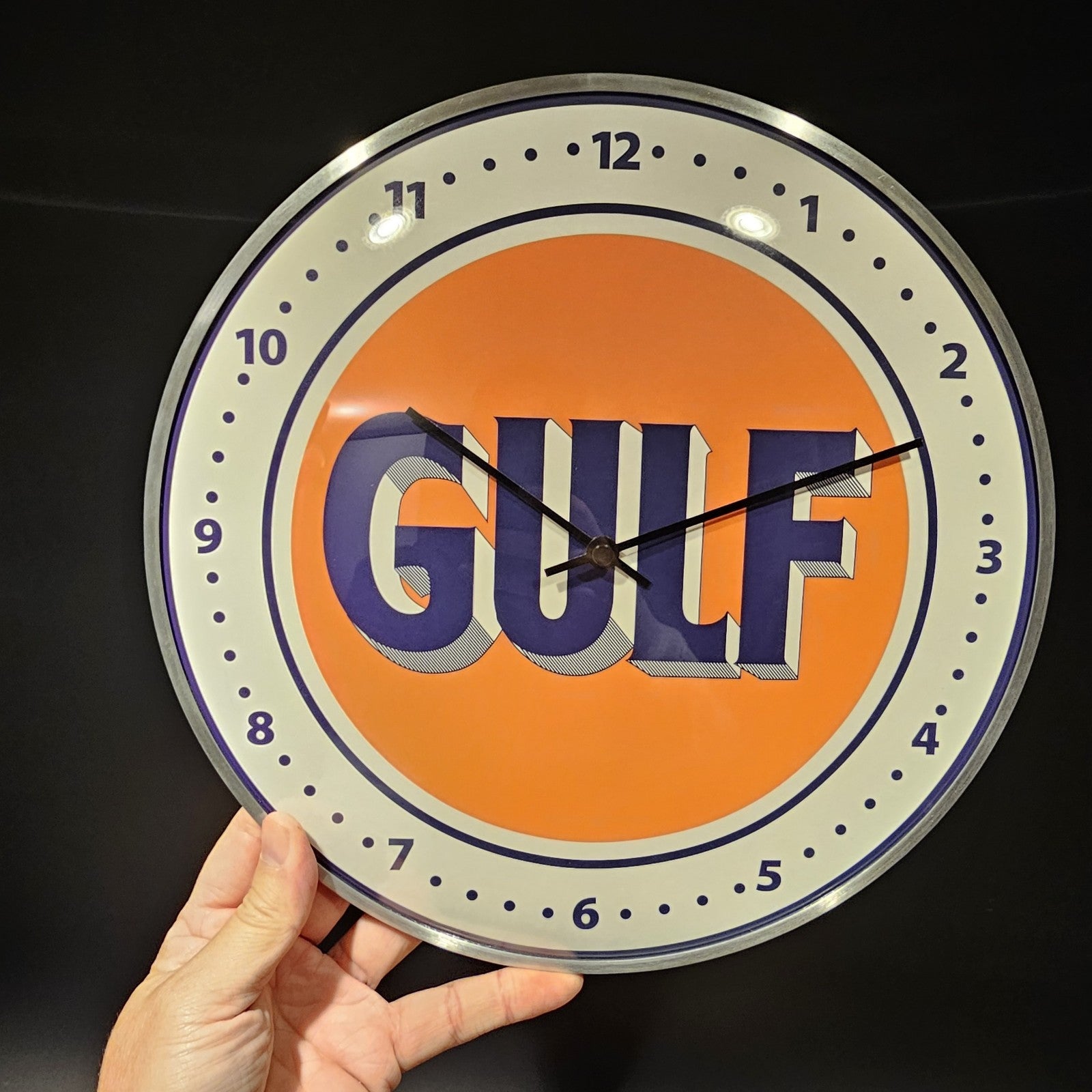 12" Antique Vintage Style Round Gulf Oil Wall Clock Sign