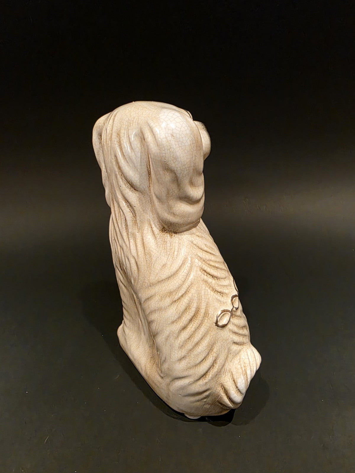8" Antique Vintage Style White Staffordshire Spaniel Dog Figurine