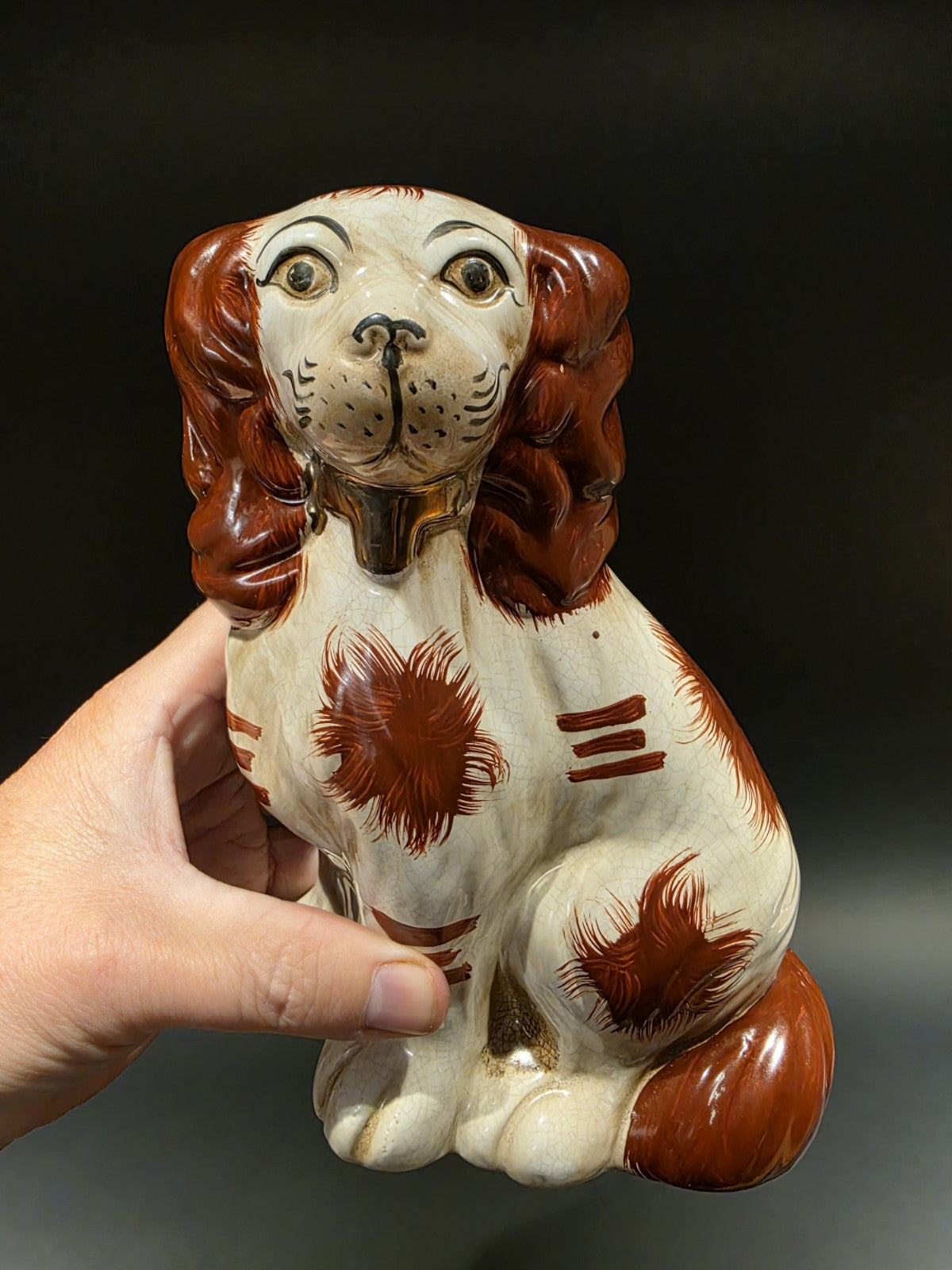 8" Antique Vintage Style Staffordshire Spaniel Dog Figurine