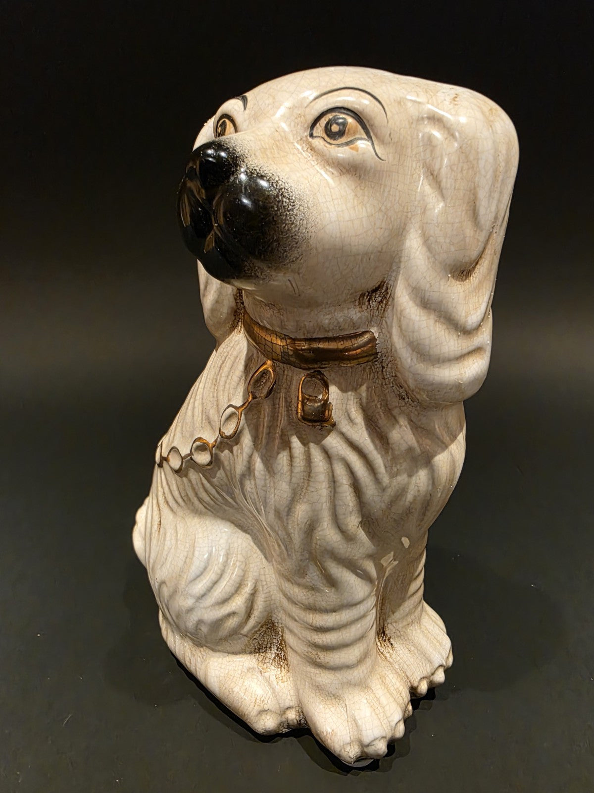 8" Antique Vintage Style White Staffordshire Spaniel Dog Figurine