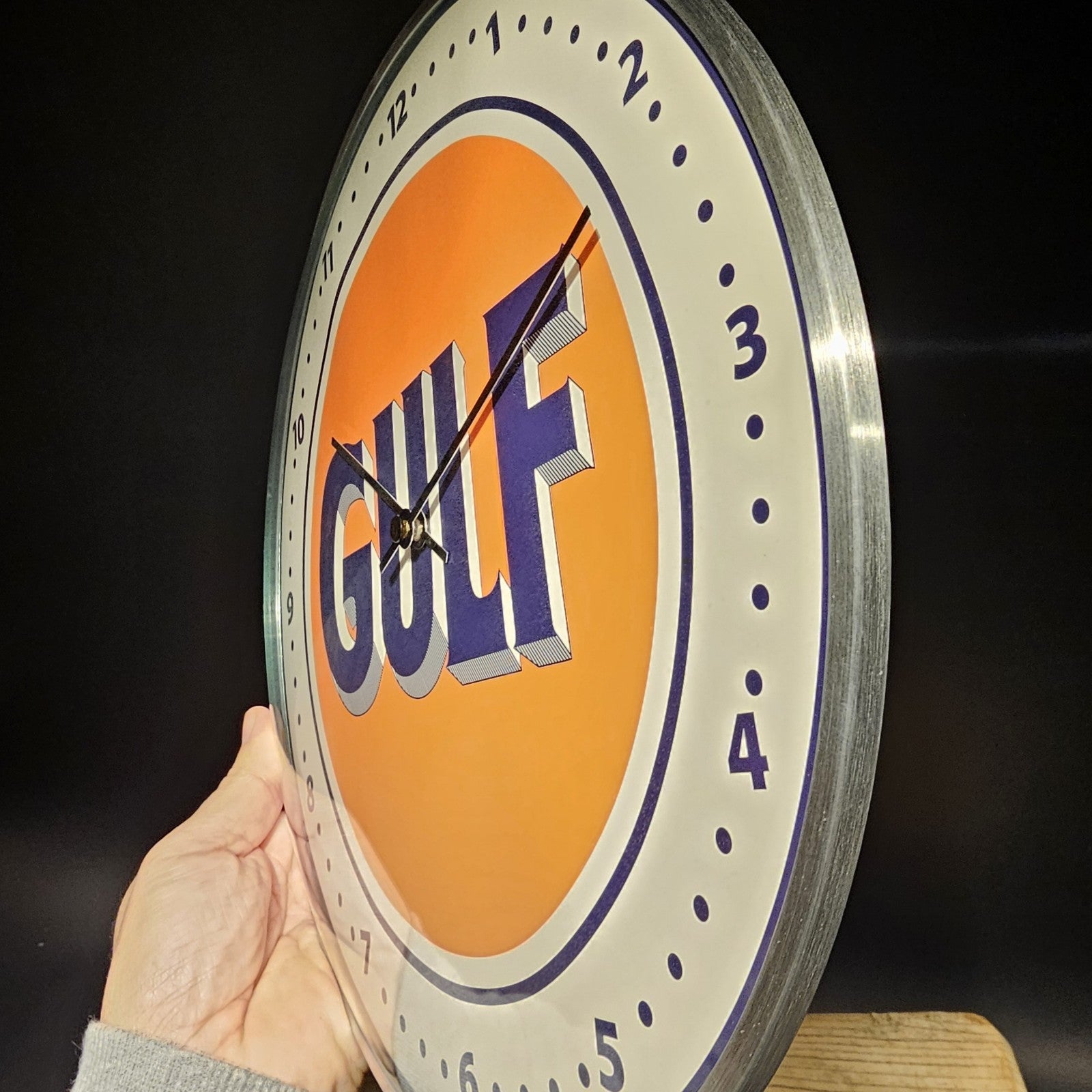 12" Antique Vintage Style Round Gulf Oil Wall Clock Sign