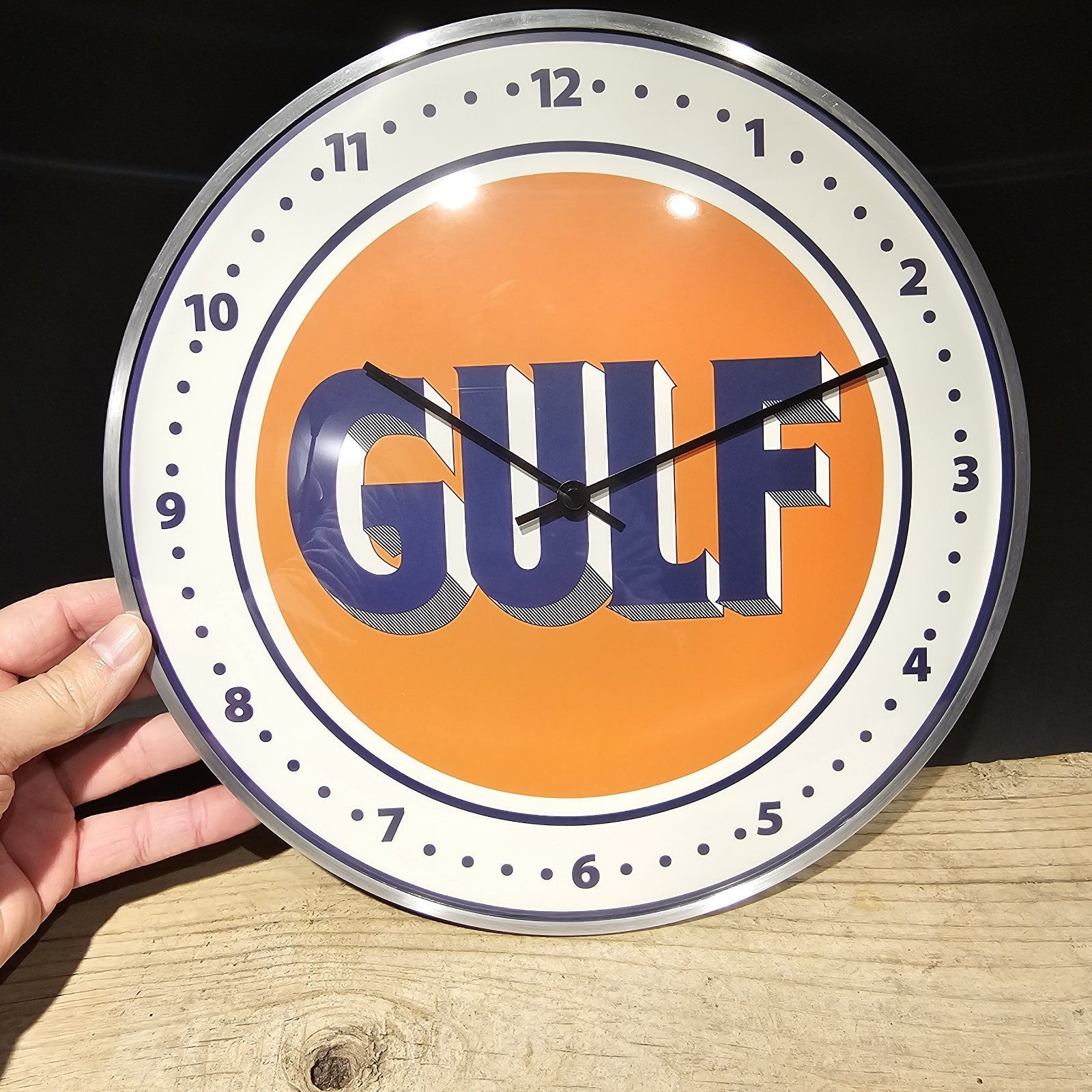 12" Antique Vintage Style Round Gulf Oil Wall Clock Sign