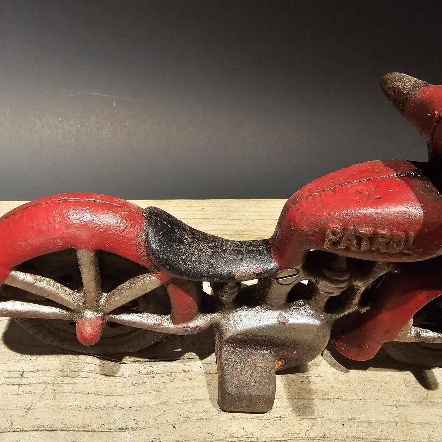 8" Antique Vintage Style Cast Iron Saylor on Patrol Motorcycle