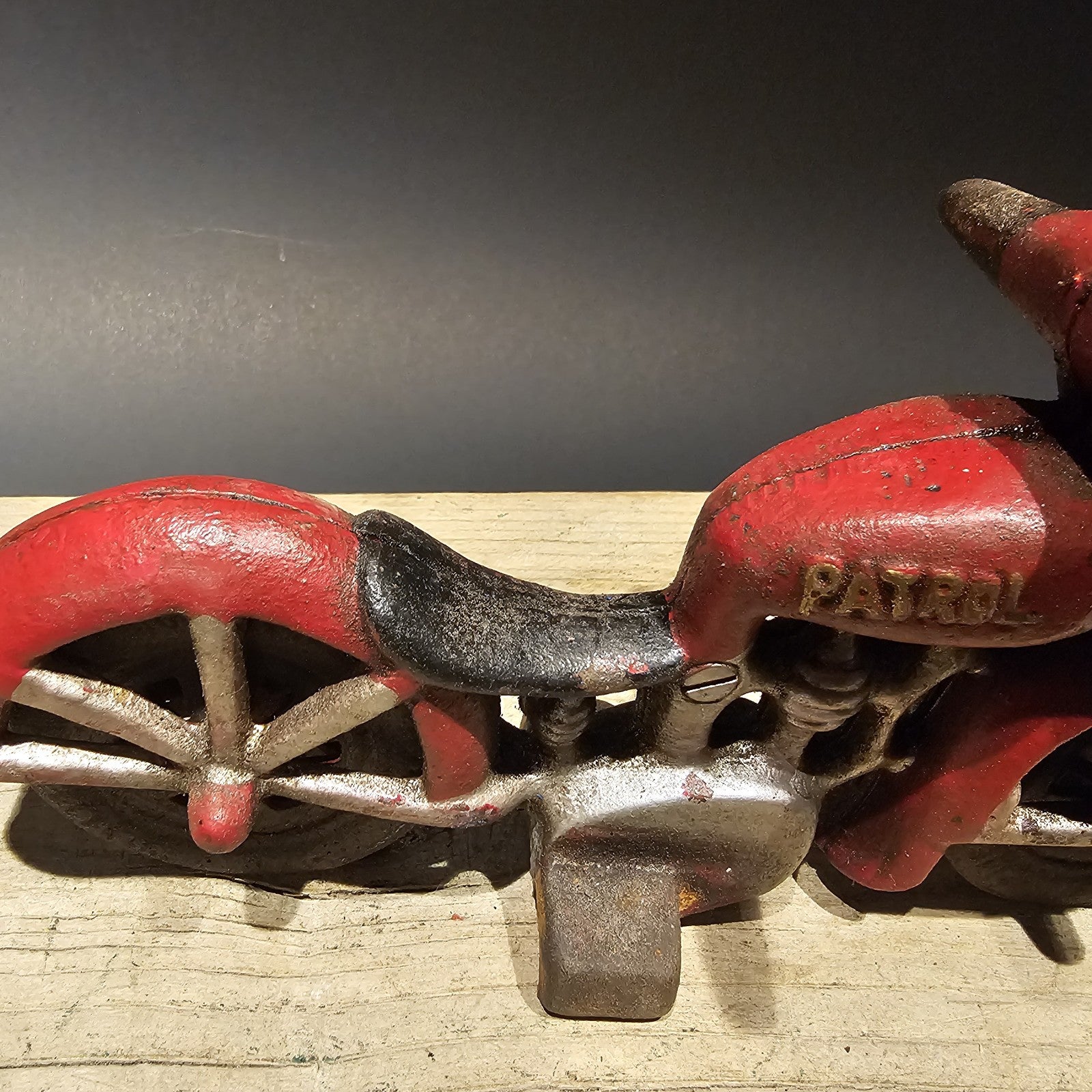 8" Antique Vintage Style Cast Iron Saylor on Patrol Motorcycle