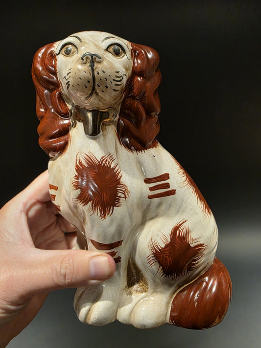 8" Antique Vintage Style Staffordshire Spaniel Dog Figurine