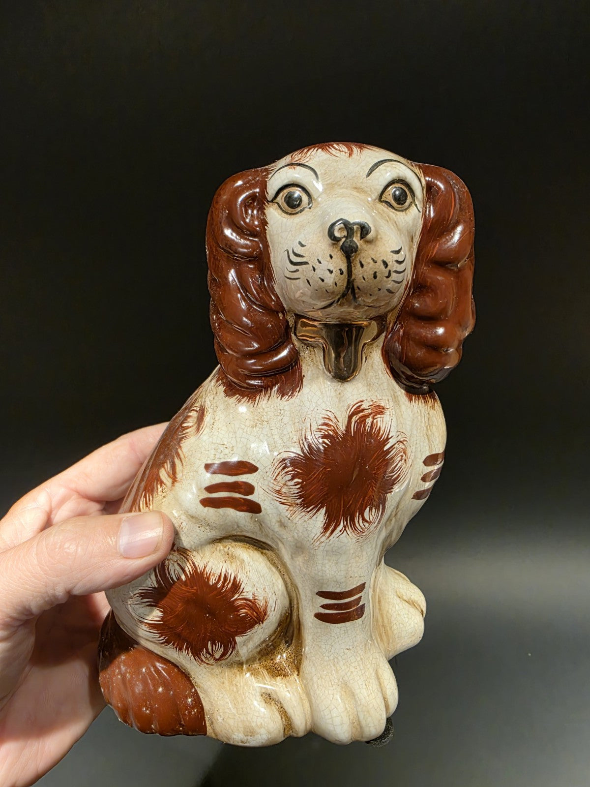 8" Antique Vintage Style Staffordshire Spaniel Dog Figurine