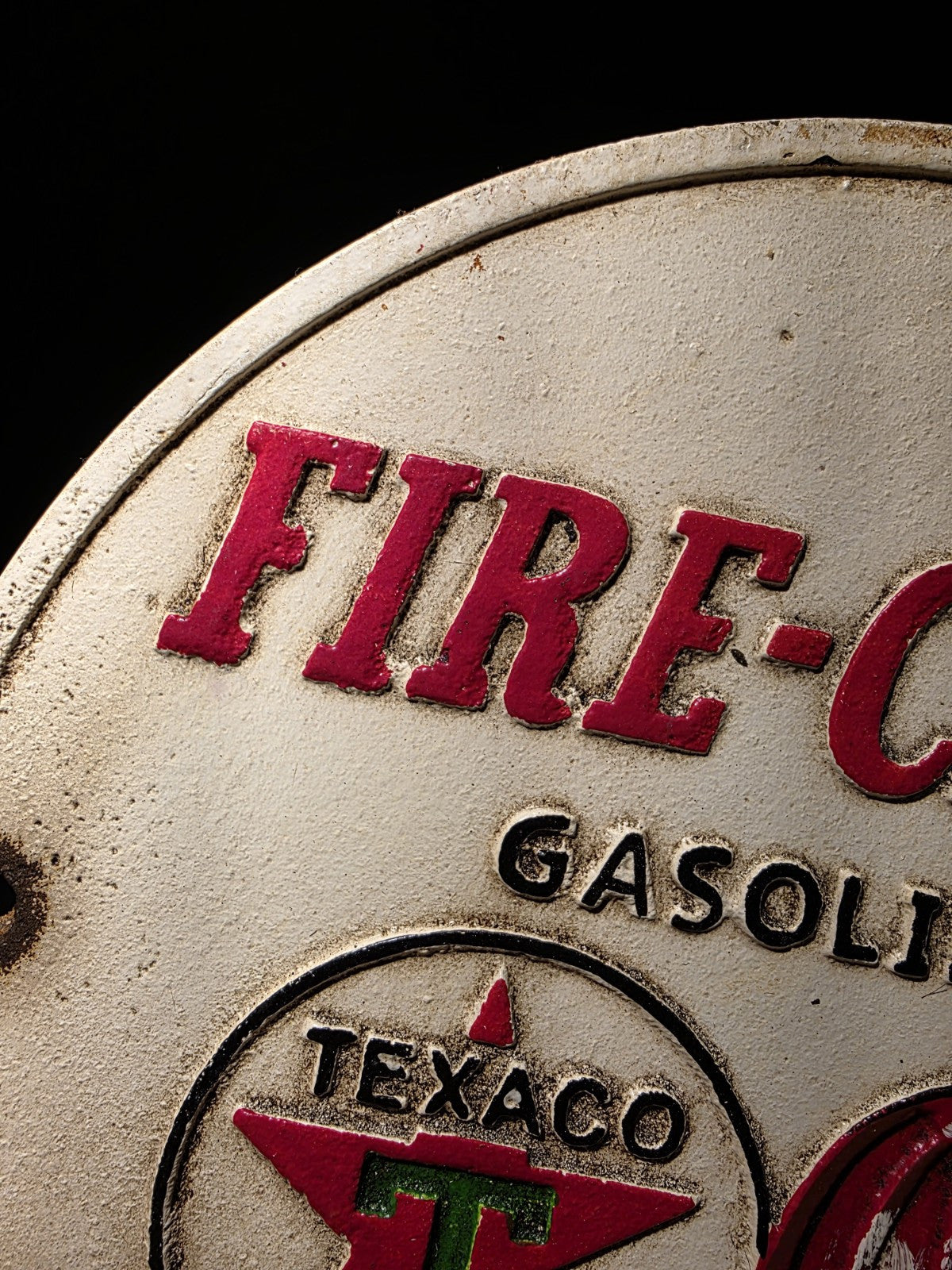 Antique Vintage Style Cast Iron Round Texaco Fire Chief Gas Oil Sign Plaque