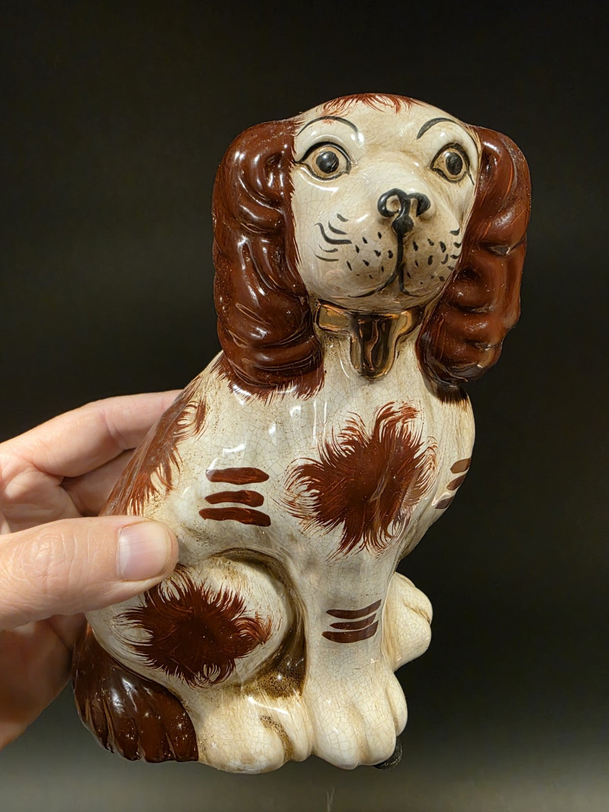 8" Antique Vintage Style Staffordshire Spaniel Dog Figurine