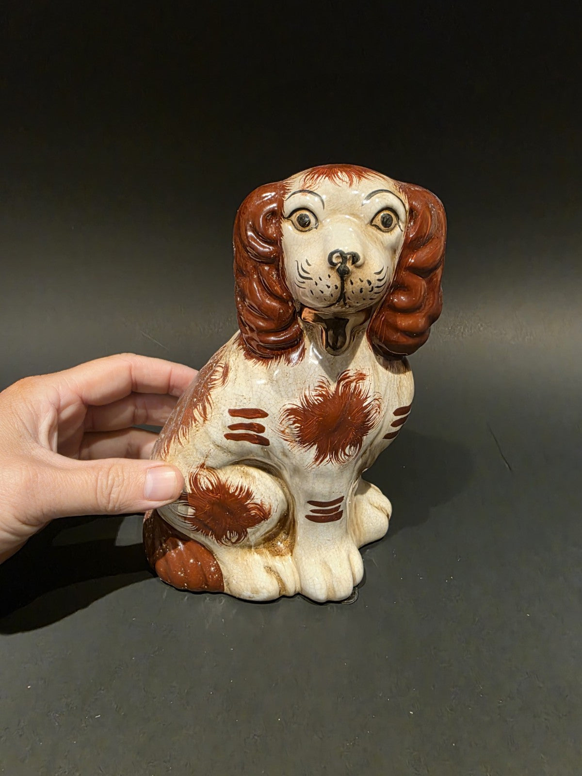 8" Antique Vintage Style Staffordshire Spaniel Dog Figurine