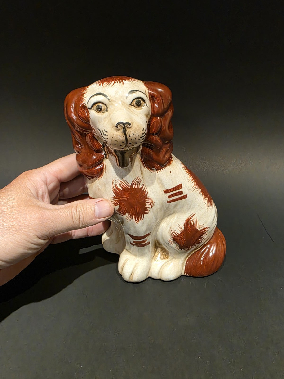 8" Antique Vintage Style Staffordshire Spaniel Dog Figurine