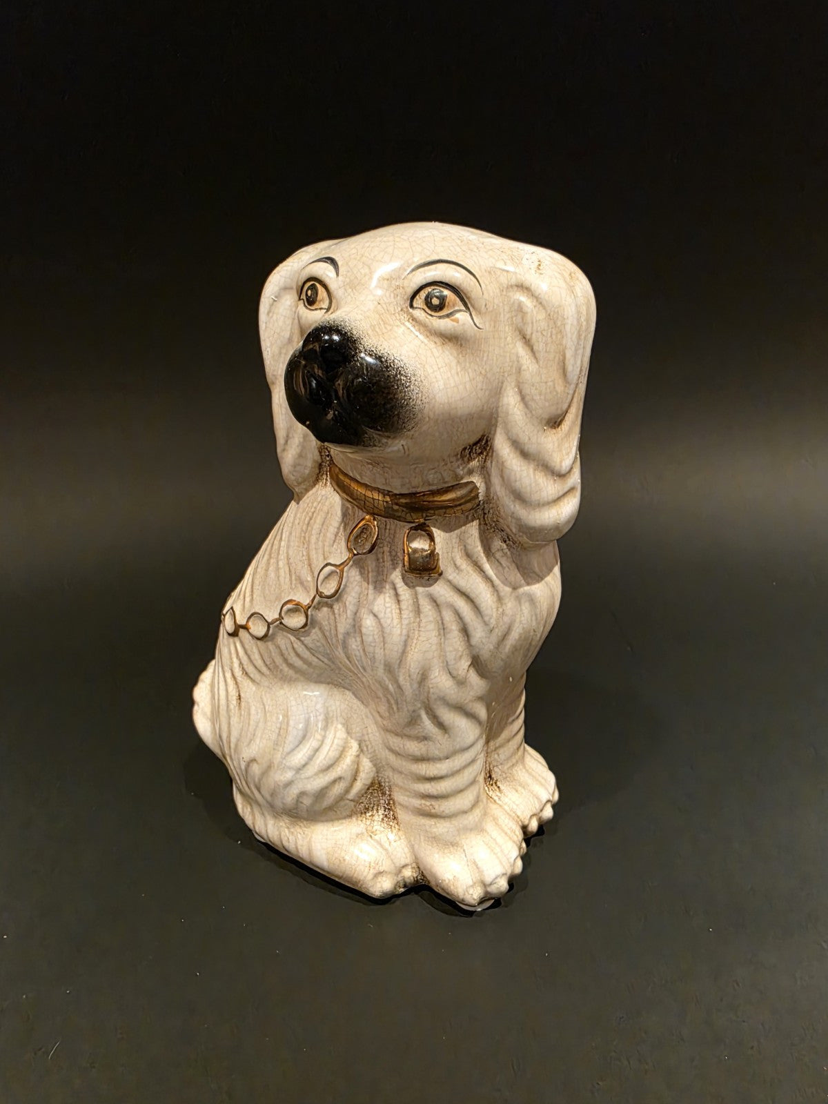 8" Antique Vintage Style White Staffordshire Spaniel Dog Figurine