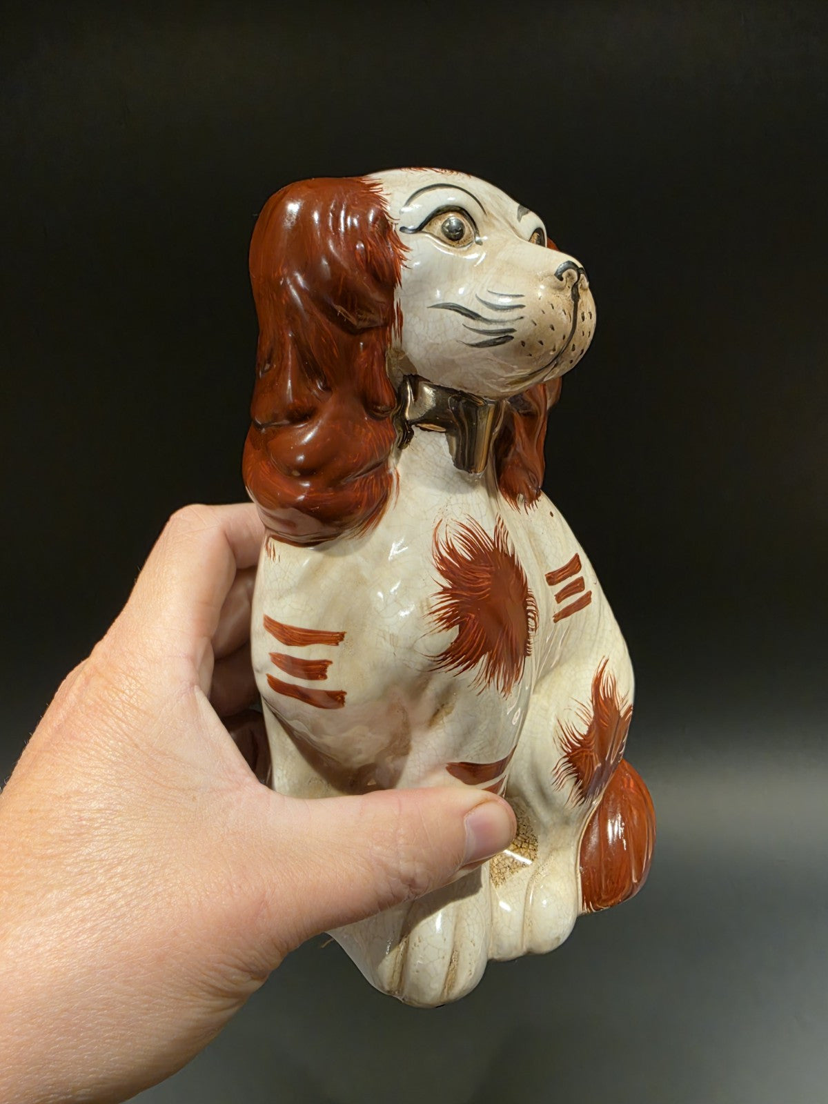 8" Antique Vintage Style Staffordshire Spaniel Dog Figurine