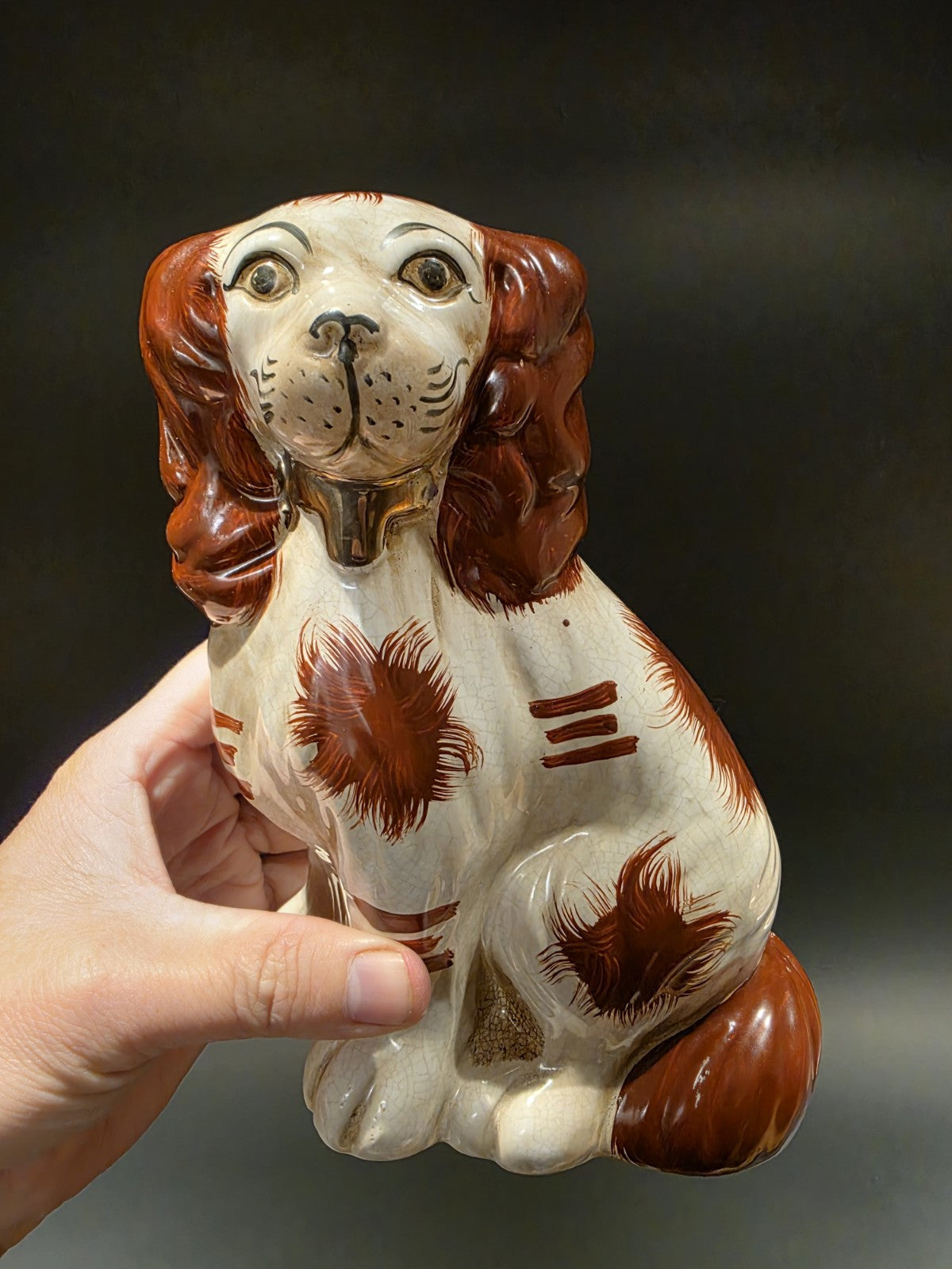 8" Antique Vintage Style Staffordshire Spaniel Dog Figurine