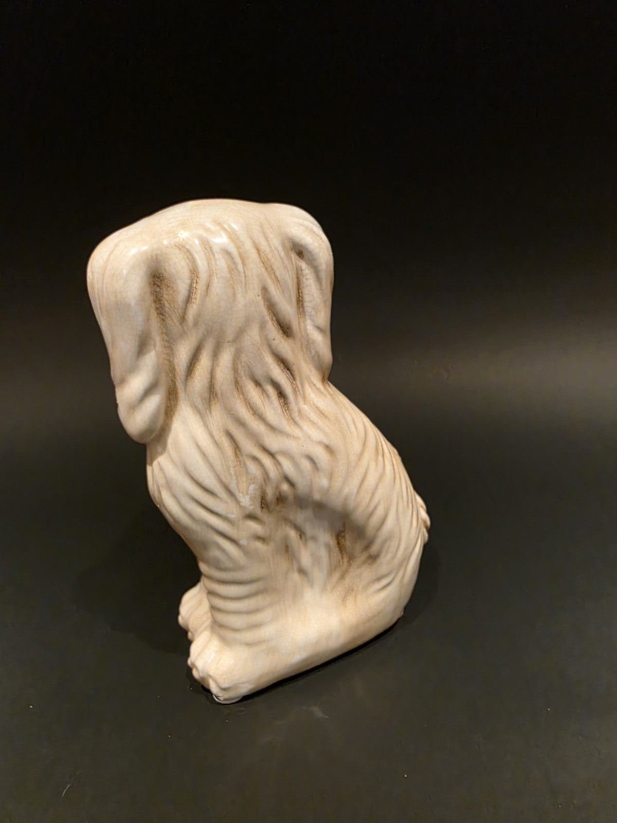 8" Antique Vintage Style White Staffordshire Spaniel Dog Figurine
