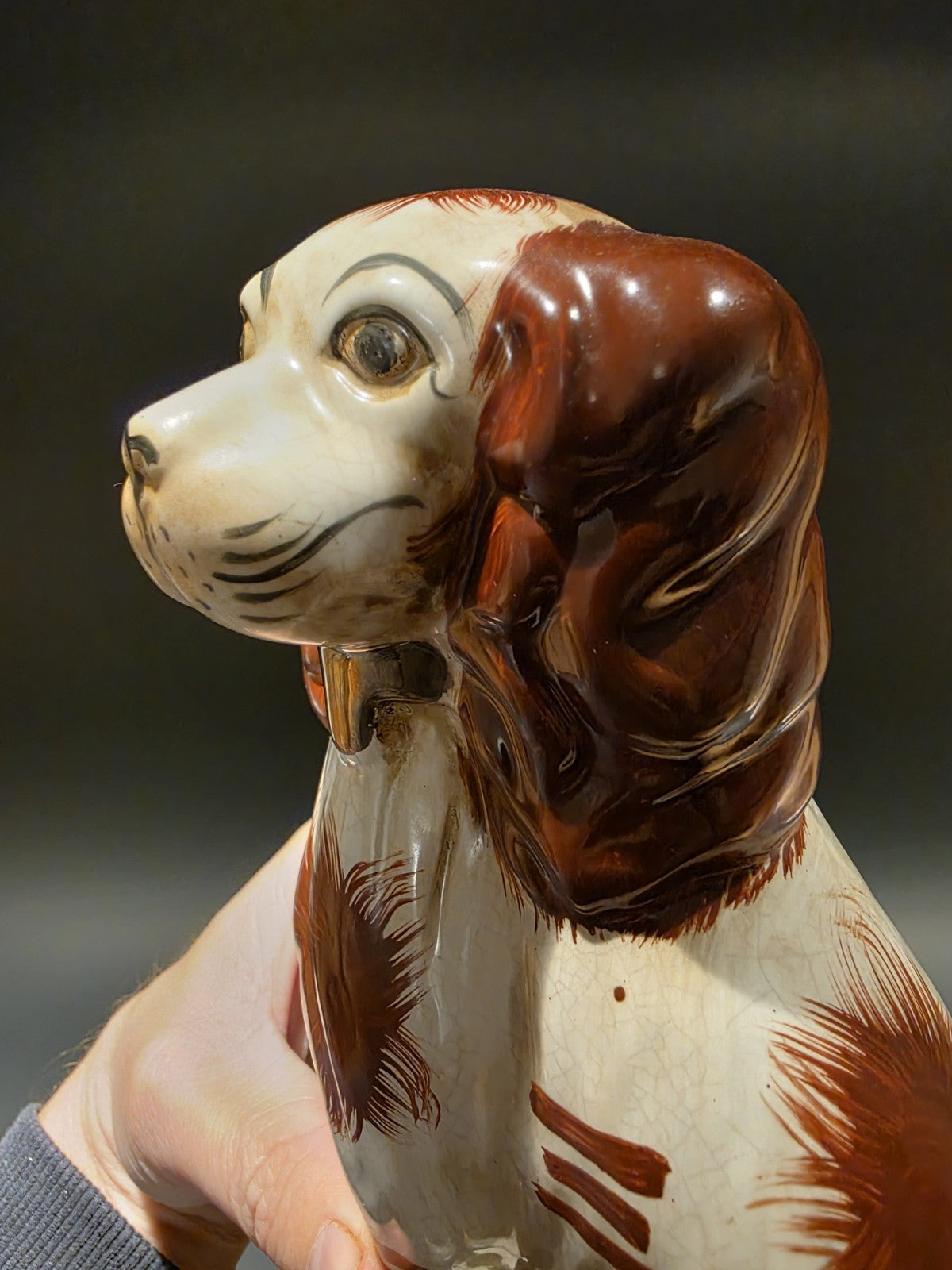 8" Antique Vintage Style Staffordshire Spaniel Dog Figurine