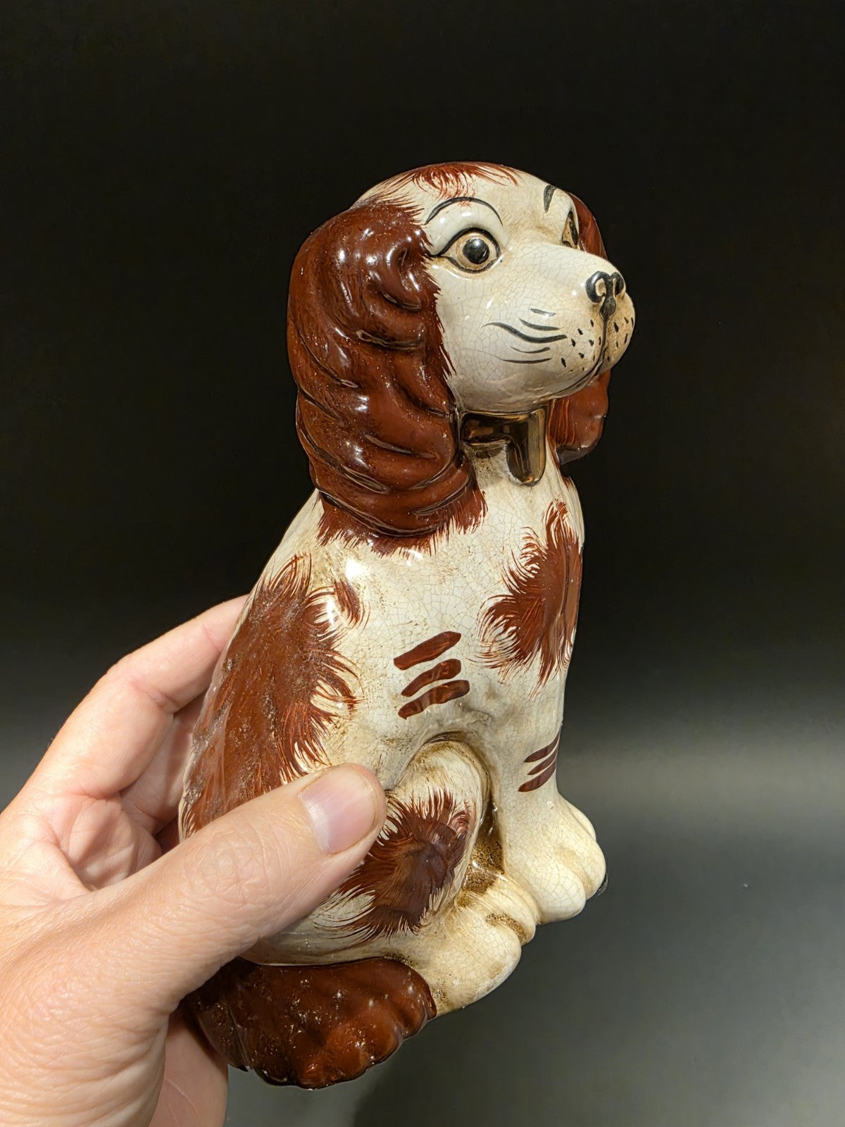 8" Antique Vintage Style Staffordshire Spaniel Dog Figurine