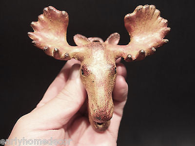 Antique Vintage Style Cast Iron HEAVY Moose Head Wall Mount Beer Bottle Opener - Early Home Decor