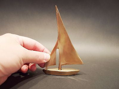 5" Vintage Antique Style Brass Nautical Sail Boat Paperweight - Early Home Decor