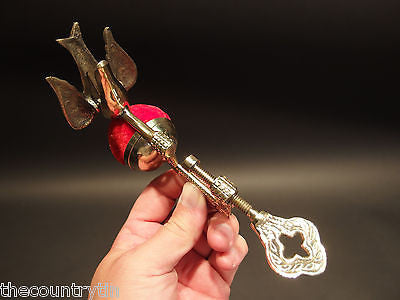 Primitive Antique Style, Brass Victorian Figural Bird Sewing Clamp Pin Cushion - Early Home Decor