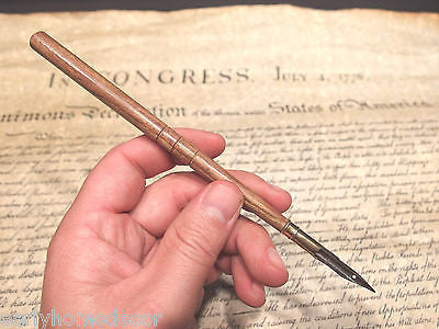 Vintage 18th 19th C Antique Style Turned Wood Inkwell Ink Dipping Pen - Early Home Decor