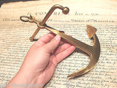 9 1/2" Vintage Antique Style Brass Nautical Ships Boat Anchor Paperweight Desk - Early Home Decor