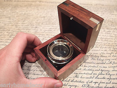 Vintage Antique Style Brass Chart Map Glass Magnifying Desk Lens Magnifier w Box - Early Home Decor