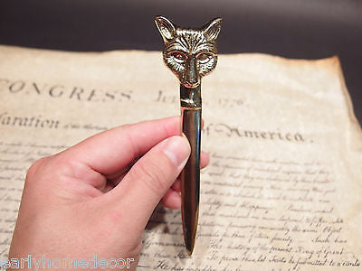 Vintage Antique Style Brass Fox letter opener Hunting Desk Collectible - Early Home Decor