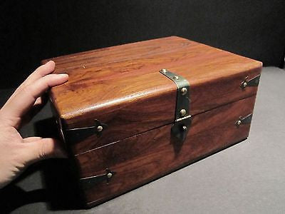 19th C Antique Vintage Style Document Travel Writing Wood Desk Box Scribe - Early Home Decor