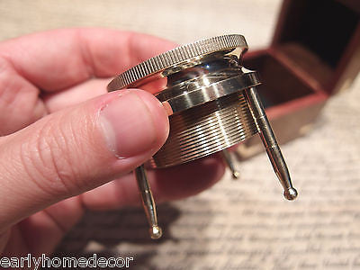 Vintage Antique Style Brass Chart Map Glass Magnifying Desk Lens Magnifier w Box - Early Home Decor