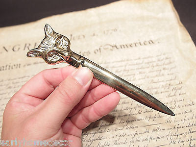 Antique Vintage Style Brass Fox letter opener Hunting Desk Collectible - Early Home Decor