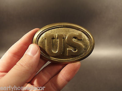 Antique Style Military Civil War Union Soldier US Belt Buckle Plate SOLID Brass - Early Home Decor