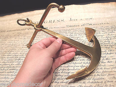 9 1/2" Vintage Antique Style Brass Nautical Ships Boat Anchor Paperweight Desk - Early Home Decor