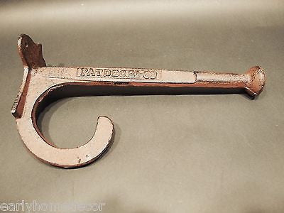 9 1/2 Long Antique Vintage Style Large Cast Iron Hook Coat Hanger