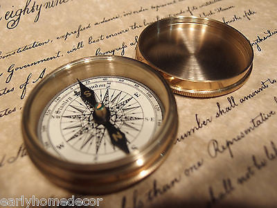 Vintage Antique Style 2 1/4" Screw Top Brass Heavy Maritime Navigational Compass - Early Home Decor