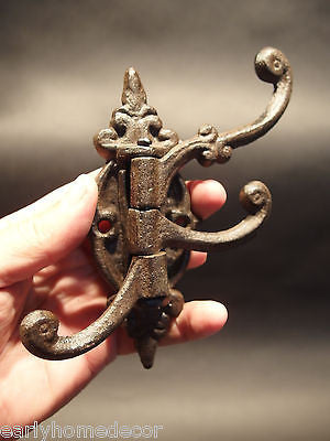 Antique Vintage Style Cast Iron Wall Hook Swivel Folding Coat Hanger Hardware - Early Home Decor