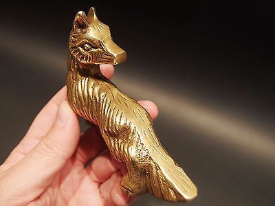 Antique Vintage Style SOLID BRASS FOX Paperweight - Early Home Decor