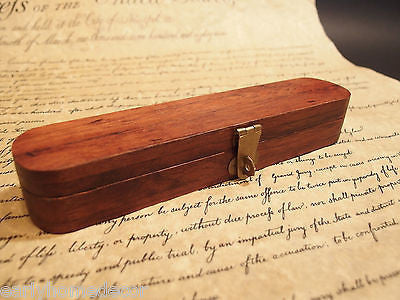 Vintage Antique Style Turned Wood Inkwell Ink Dip Quill Desk Writing Pen w Box - Early Home Decor