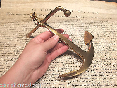 9 1/2" Vintage Antique Style Brass Nautical Ships Boat Anchor Paperweight Desk - Early Home Decor