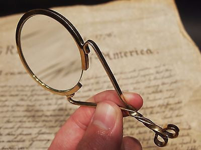 18th C Antique Style Brass Fur Trade Burning Glass Magnifying glass, Rev War - Early Home Decor