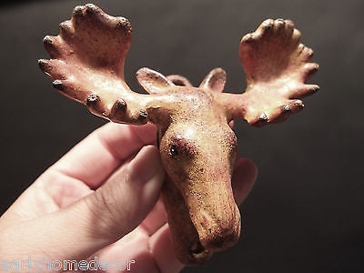 Antique Vintage Style Cast Iron HEAVY Moose Head Wall Mount Beer Bottle Opener - Early Home Decor