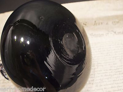 Antique Vintage Style Blown Black Glass Green Bell Onion Bottle Pontil - Early Home Decor