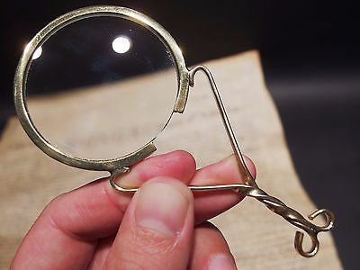 18th C Antique Style Brass Fur Trade Burning Glass Magnifying glass, Rev War - Early Home Decor