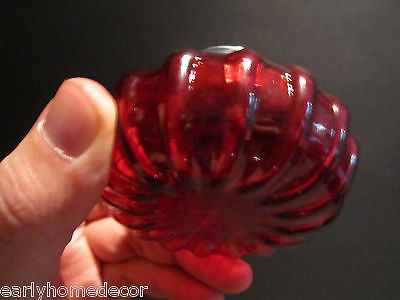 Vintage Antique Style Round Red Thick Glass Inkwell Ink pot Bottle - Early Home Decor
