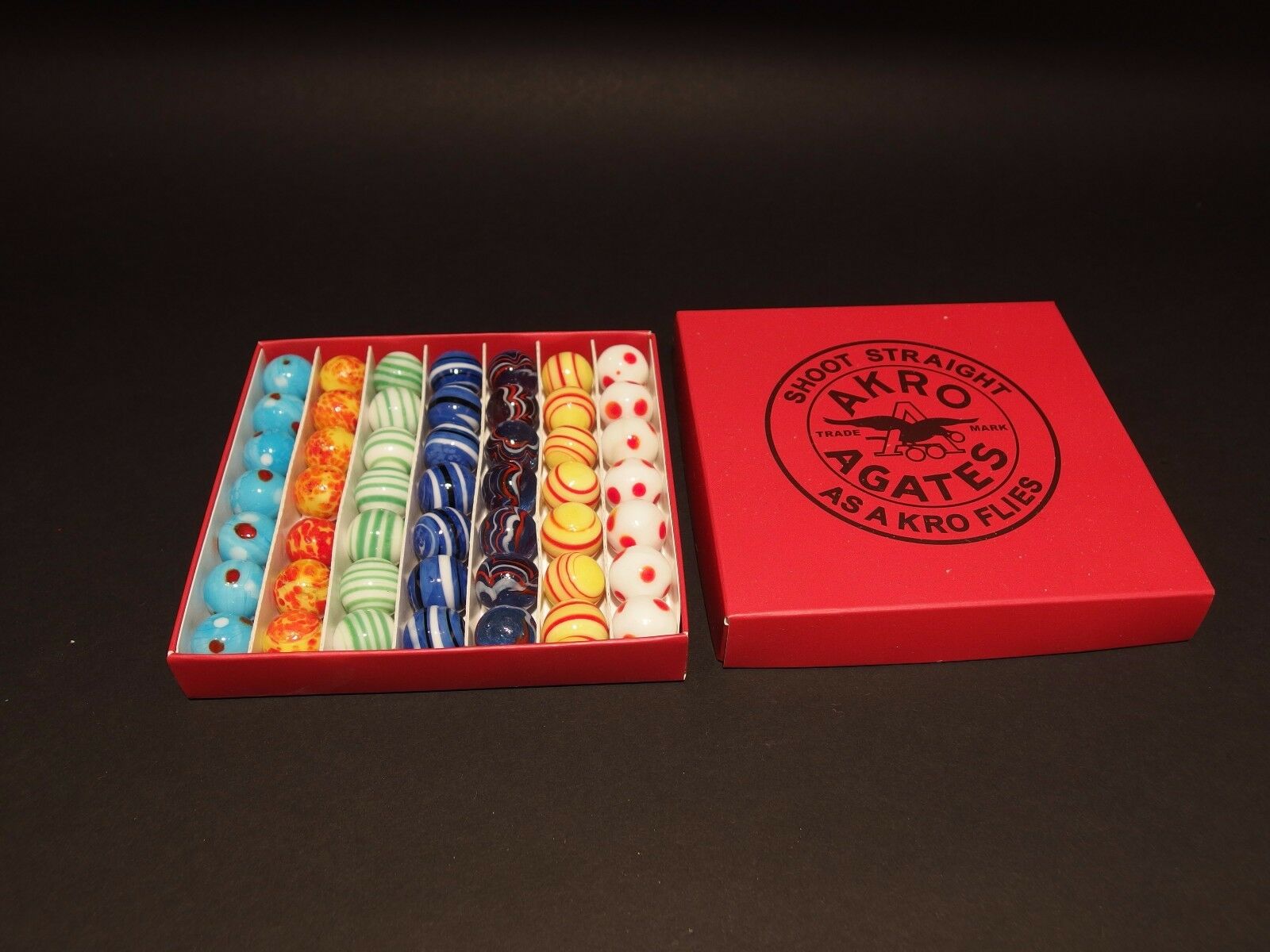 Antique Vintage Style Akro Agates Marble set w Box - Early Home Decor