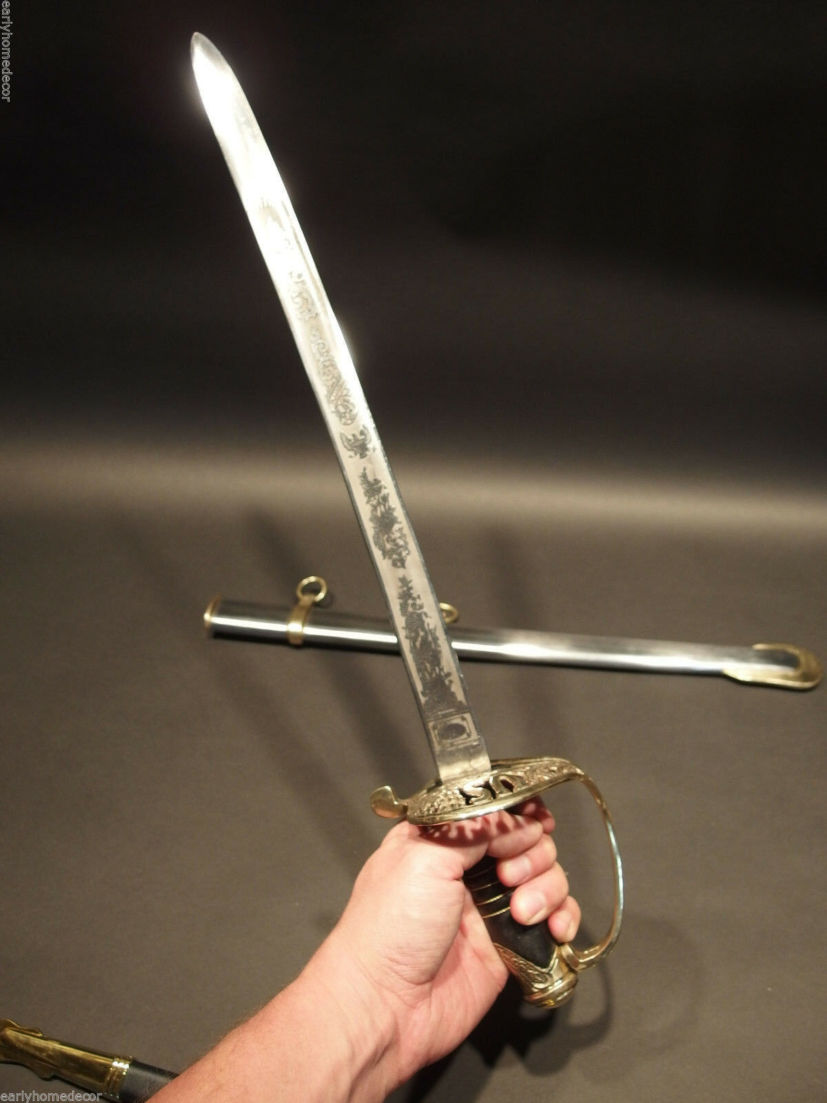 28" SMALL Antique Style 1860 Union Staff Officer Carbon Steel Sword US - Early Home Decor