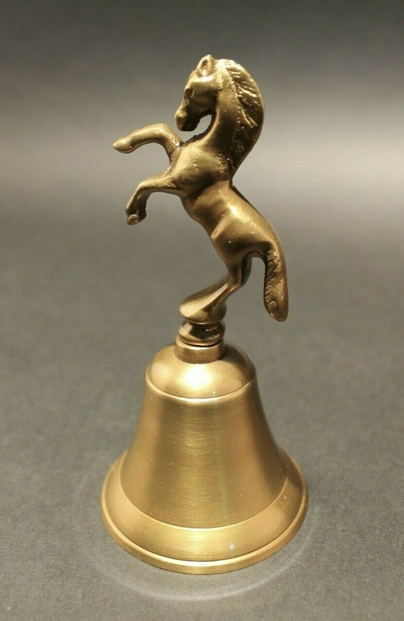 Antique Vintage Style Brass Horse Desk Bell - Early Home Decor